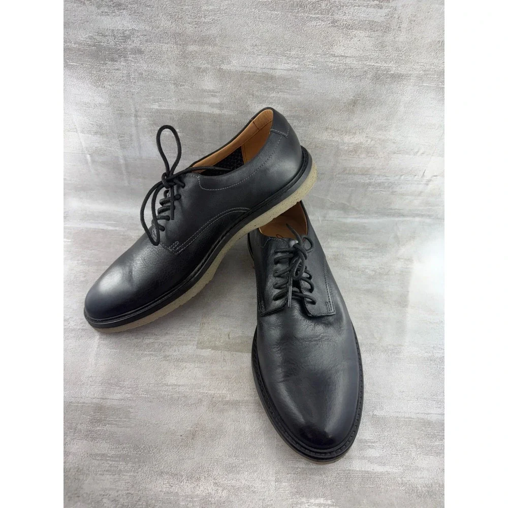 Clarks Men Black Leather Derby Shoes Extralight Lace Up Oxford Sz 8.5M